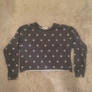 Cropped Black Star Sweatshirt - Size Small